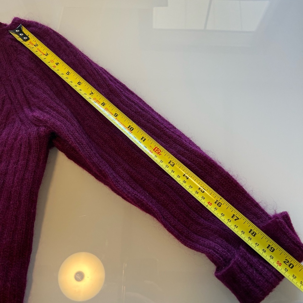 DKNY‎ Women's Rich Purple Crew Neck Sweater small sheer cuff sleeve - Picture 7 of 8